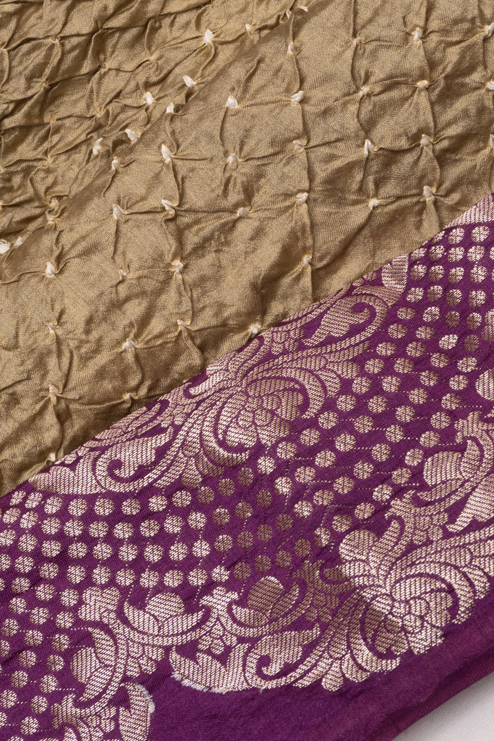 Chiniya Silk Bandhani Beige Saree