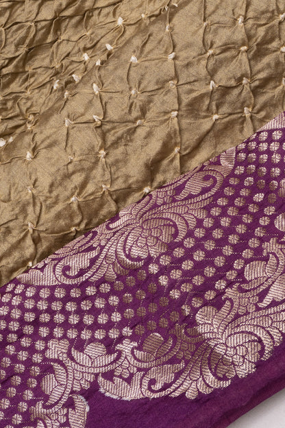 Chiniya Silk Bandhani Beige Saree