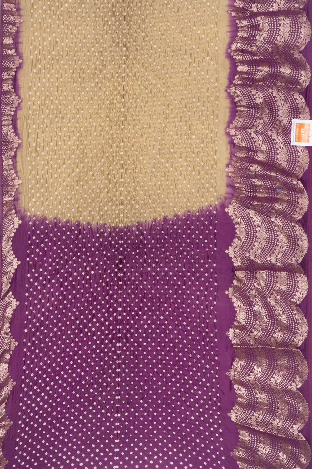 Chiniya Silk Bandhani Beige Saree