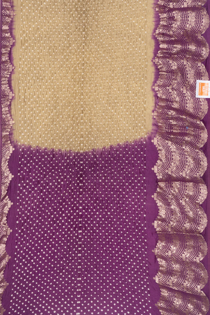 Chiniya Silk Bandhani Beige Saree