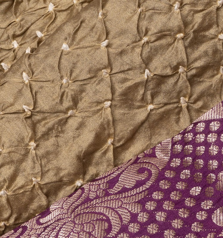 Chiniya Silk Bandhani Beige Saree