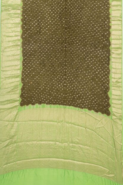 Chiniya Silk Bandhani Mehendi Green Saree