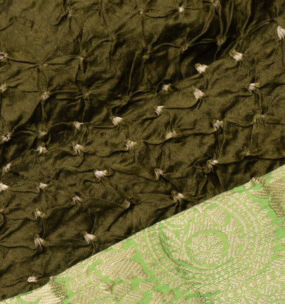 Chiniya Silk Bandhani Mehendi Green Saree