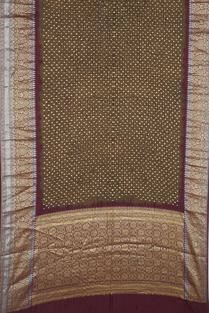 Chiniya Silk Bandhani Mehendi Green Saree