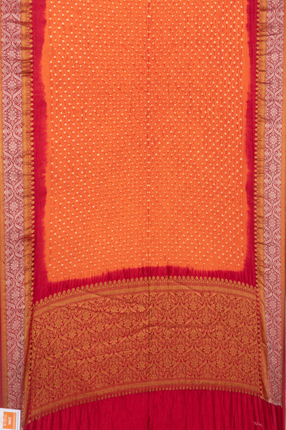 Chiniya Silk Bandhani Orange Saree