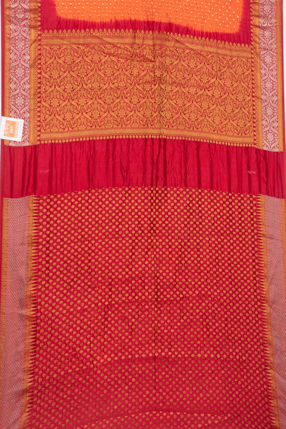 Chiniya Silk Bandhani Orange Saree