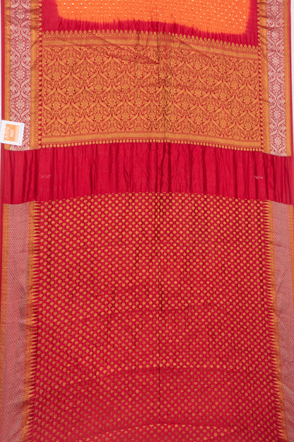 Chiniya Silk Bandhani Orange Saree