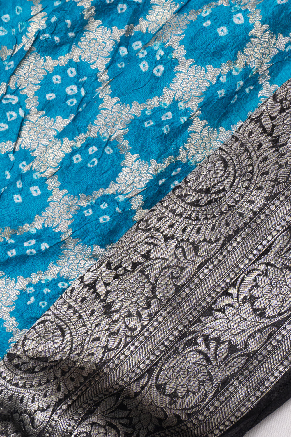 Chiniya Silk Bandhani Brocade Sky Blue Saree