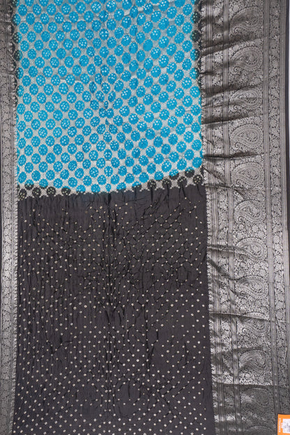 Chiniya Silk Bandhani Brocade Sky Blue Saree