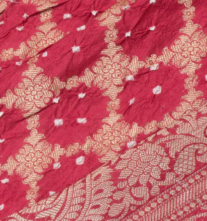 Chiniya Silk Bandhani Brocade Pink Saree