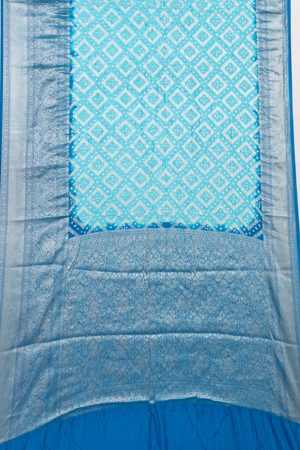 Chiniya Silk Bandhani Brocade Pastel Blue Saree