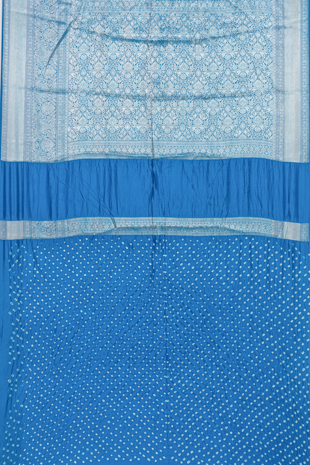 Chiniya Silk Bandhani Brocade Pastel Blue Saree