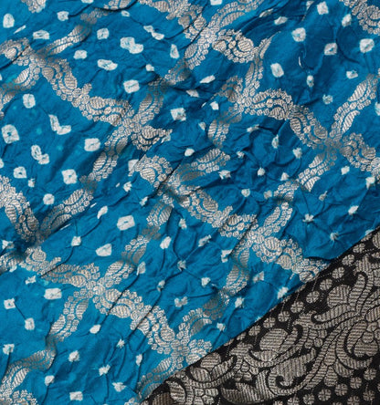 Chiniya Silk Bandhani Checks Blue Saree