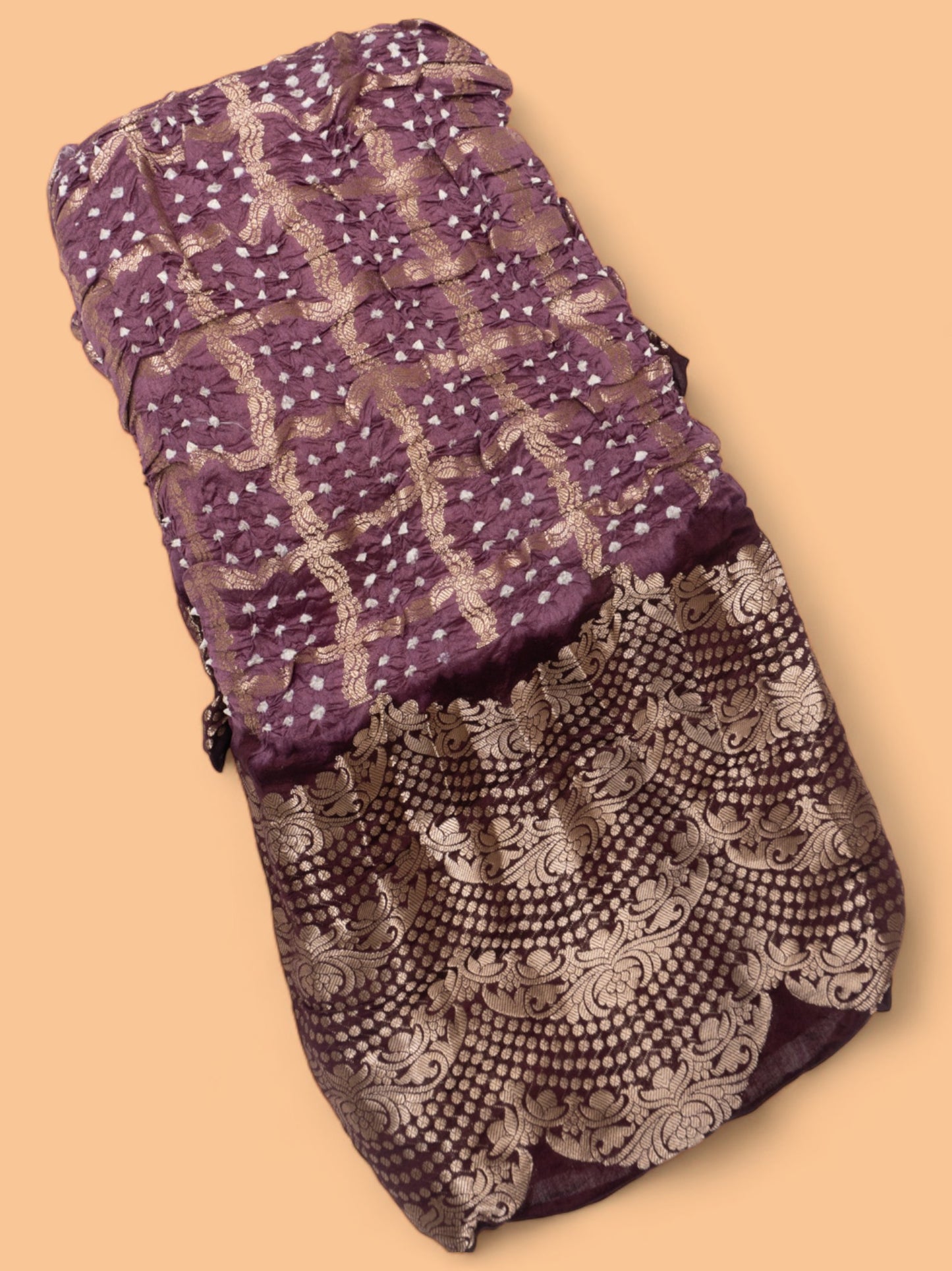 Chiniya Silk Bandhani Checks Snuff Saree