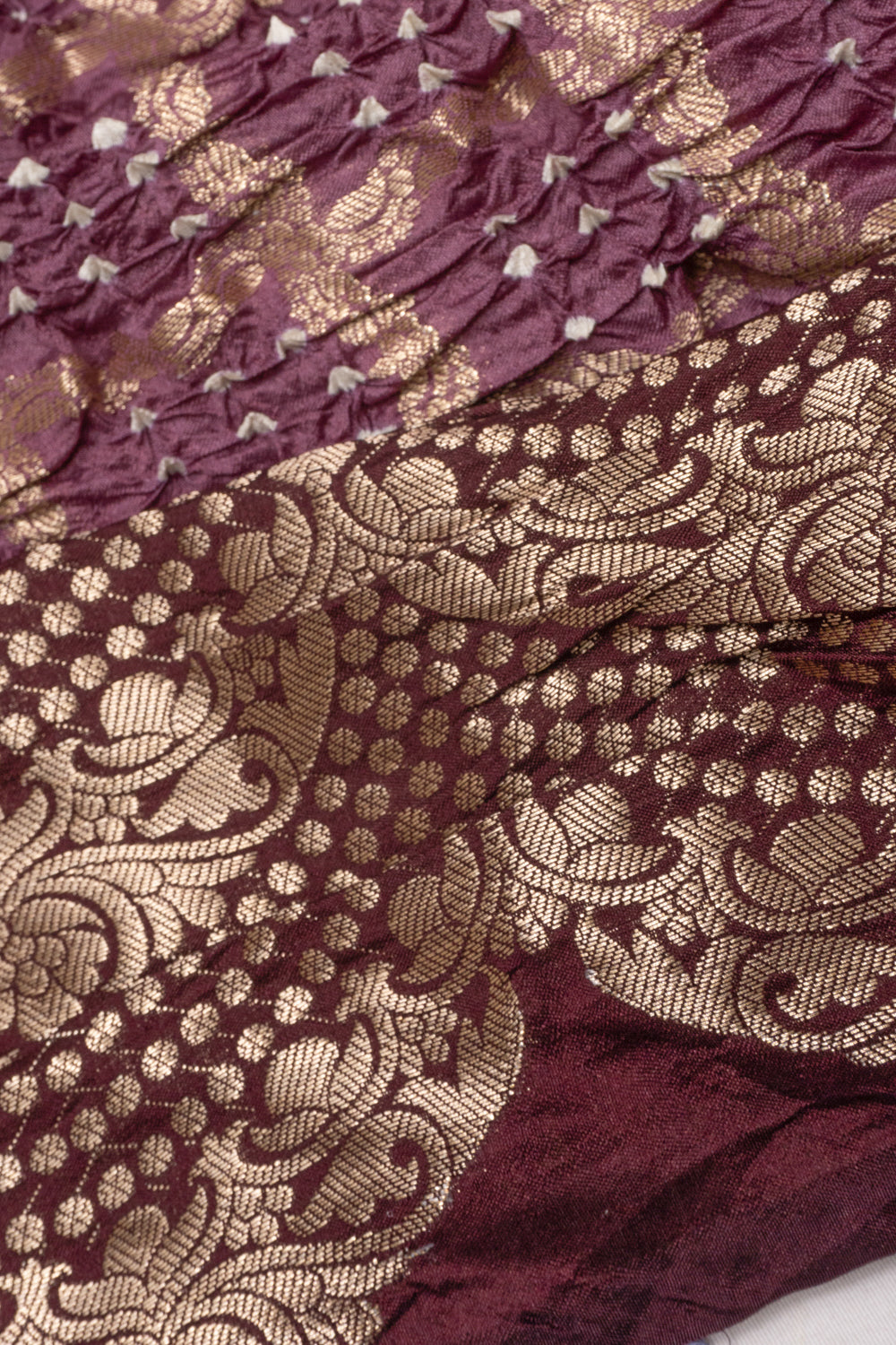 Chiniya Silk Bandhani Checks Snuff Saree
