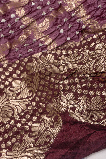 Chiniya Silk Bandhani Checks Snuff Saree