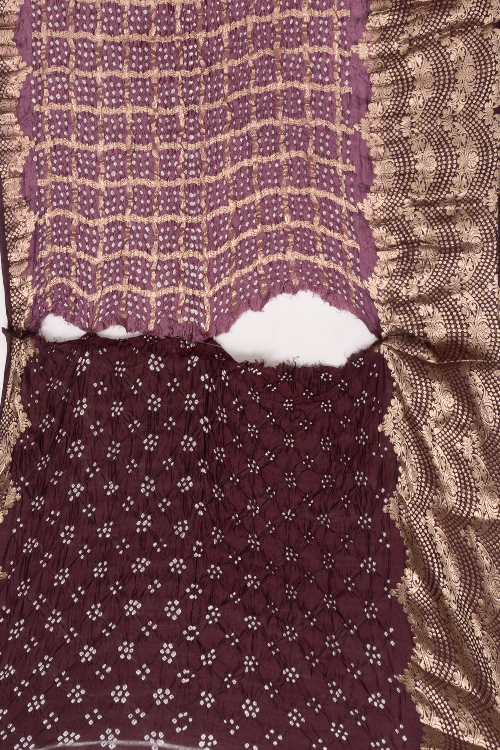 Chiniya Silk Bandhani Checks Snuff Saree