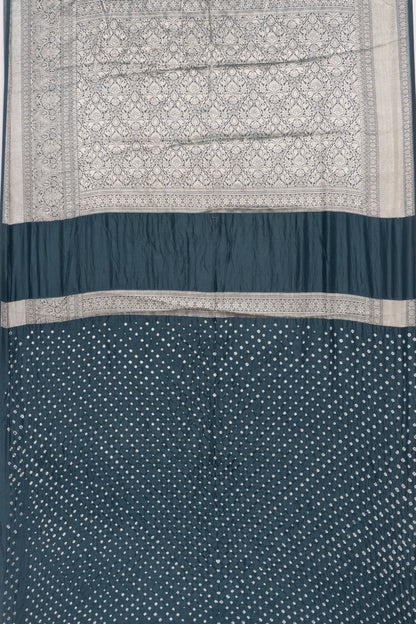 Chiniya Silk Bandhani Brocade Pastel Grey Saree