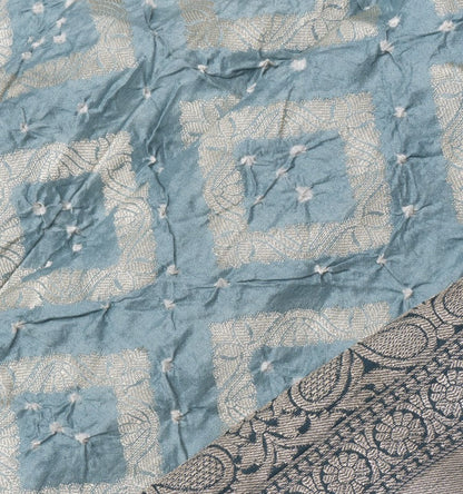 Chiniya Silk Bandhani Brocade Pastel Grey Saree