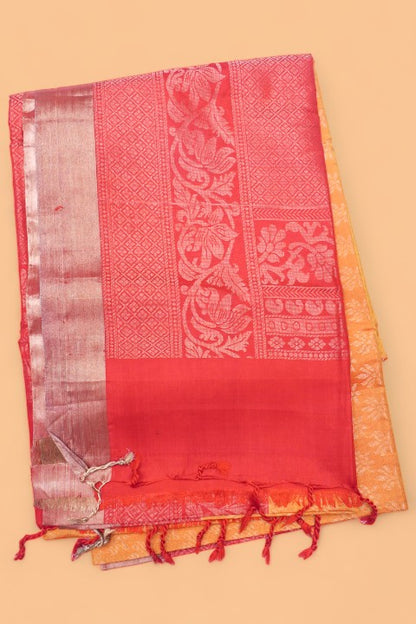 Coimbatore Silk Brocade Mustard Yellow Saree