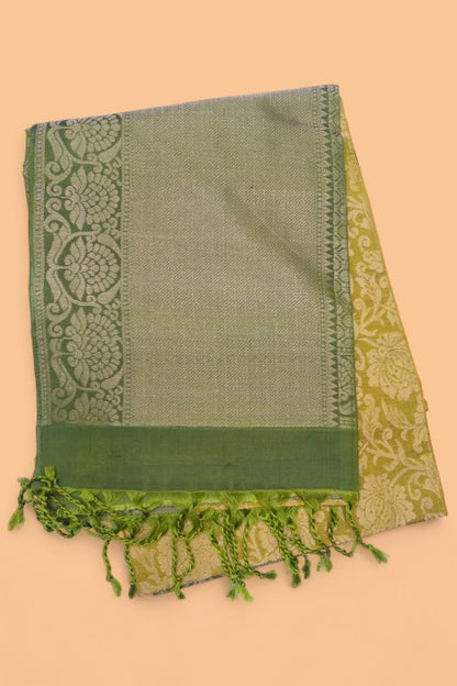 Coimbatore Silk Brocade Mehedi Green Saree