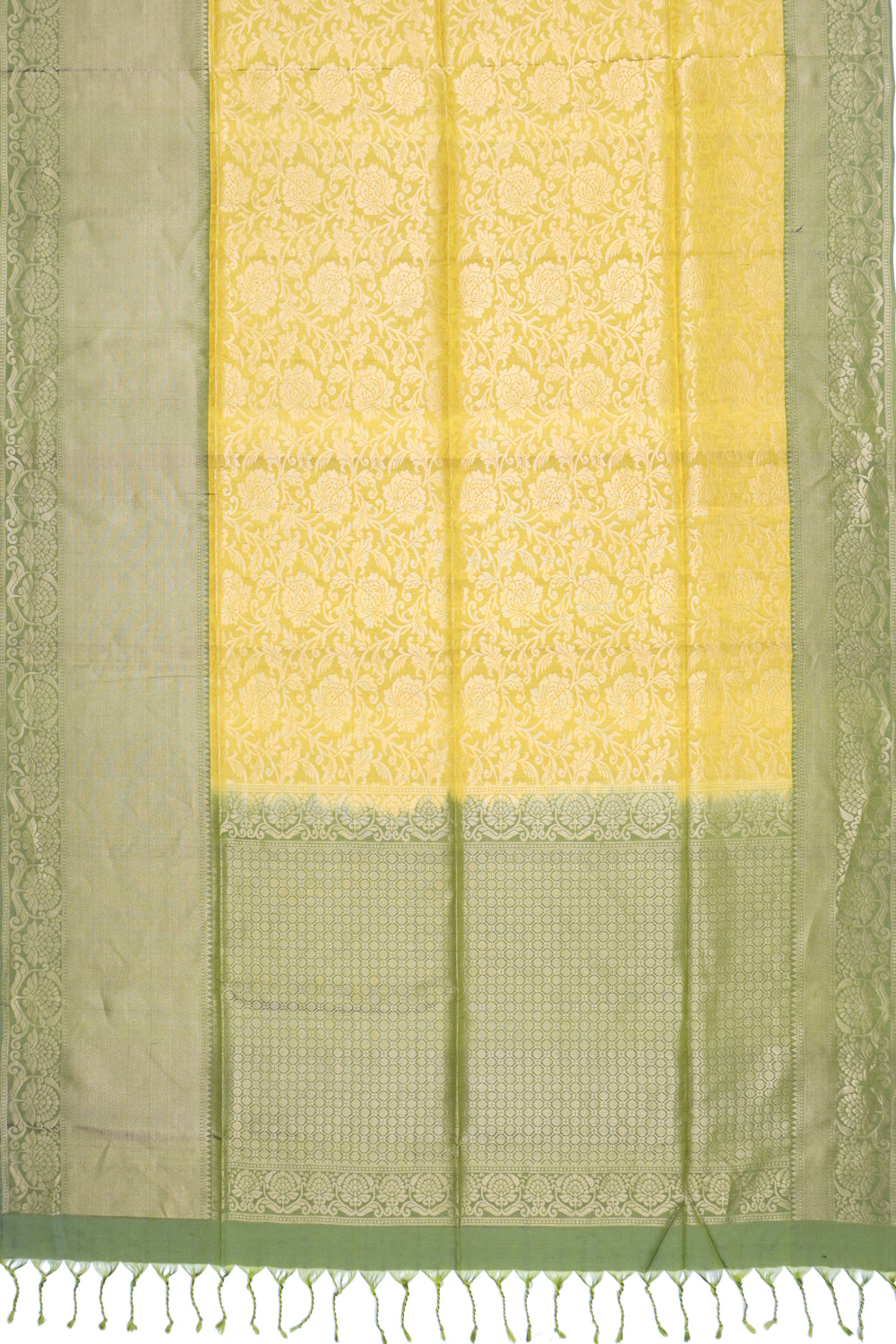 Coimbatore Silk Brocade Mehedi Green Saree
