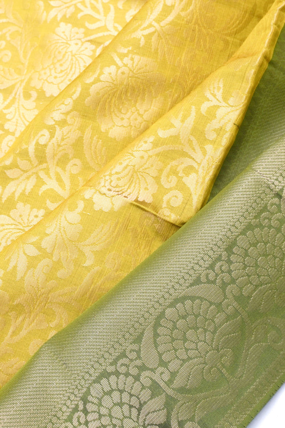 Coimbatore Silk Brocade Mehedi Green Saree