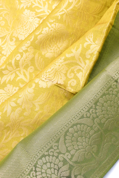 Coimbatore Silk Brocade Mehedi Green Saree