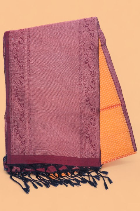 Coimbatore Silk Brocade Mustard Yellow Saree
