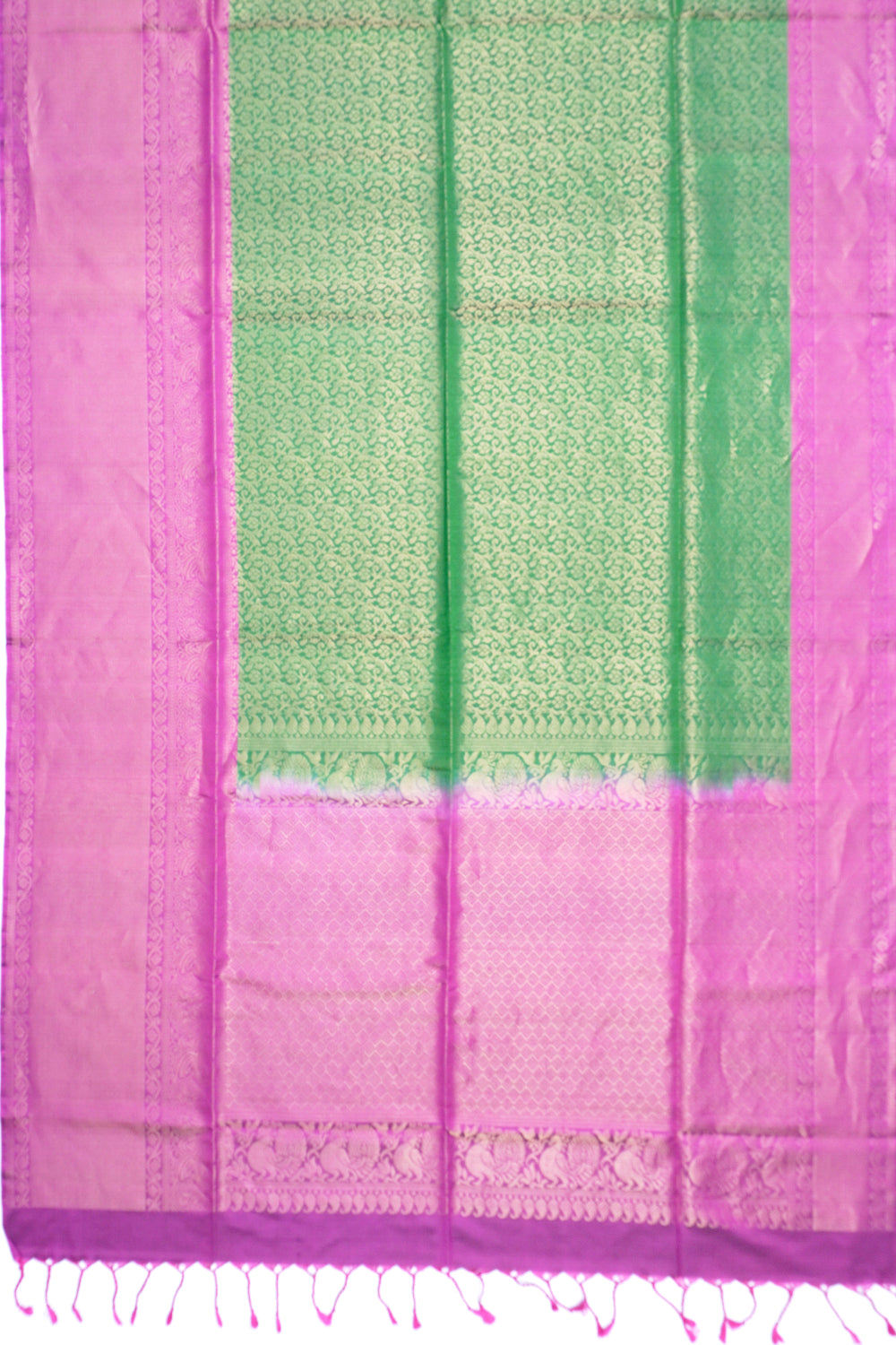 Coimbatore Silk Jaal Dark Green Saree