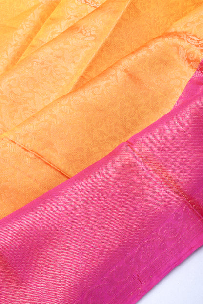 Coimbatore Silk Brocade Orange Saree