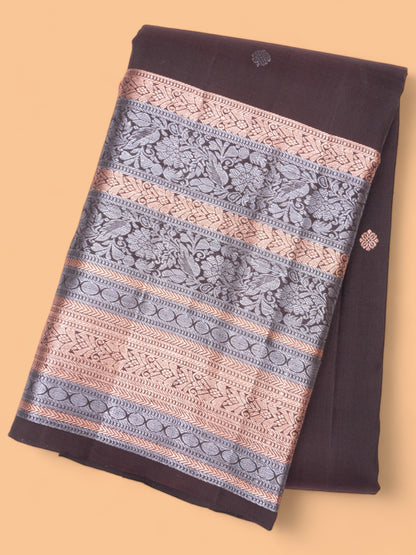 Kanchipuram Silk Butta Brown Saree