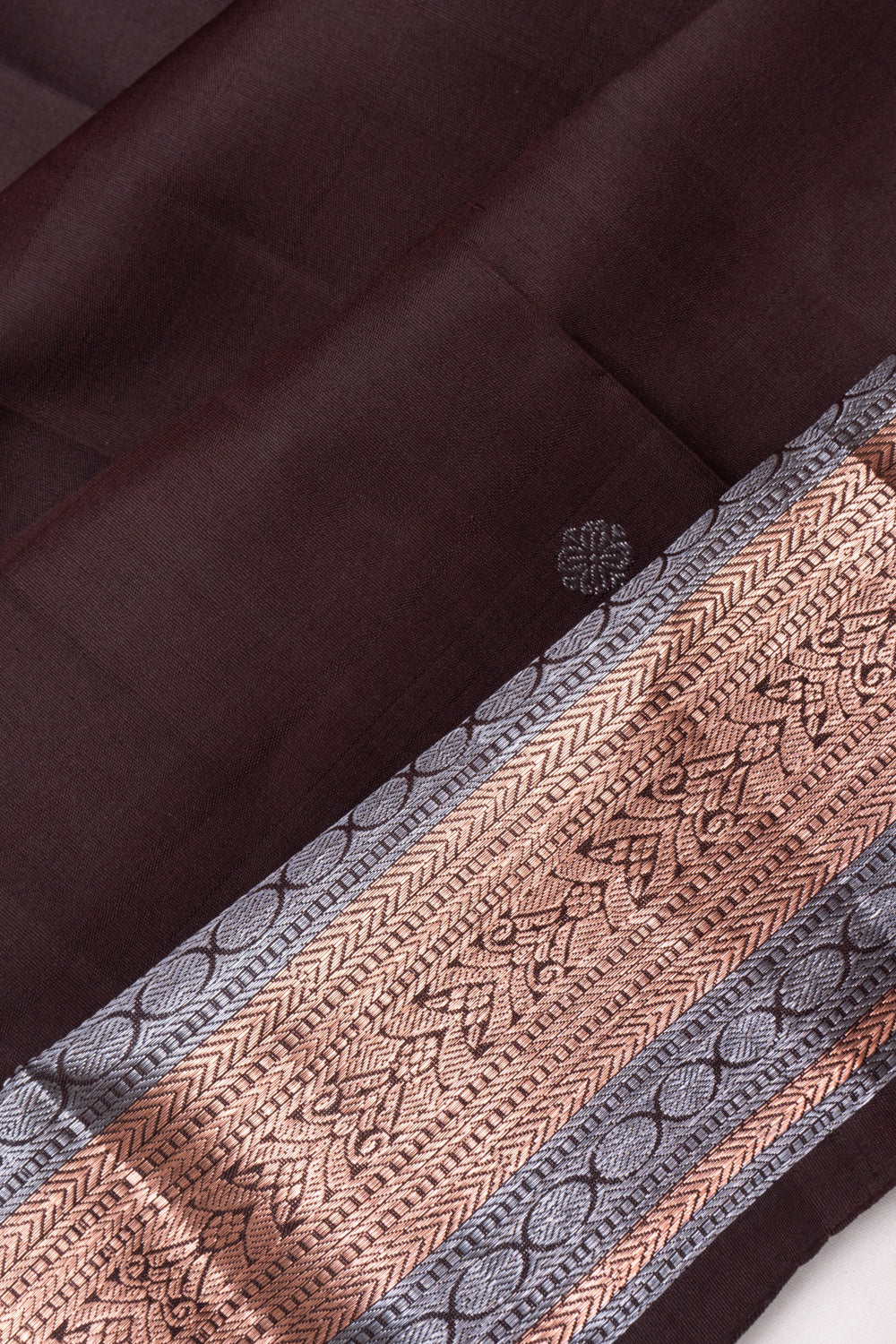Kanchipuram Silk Butta Brown Saree