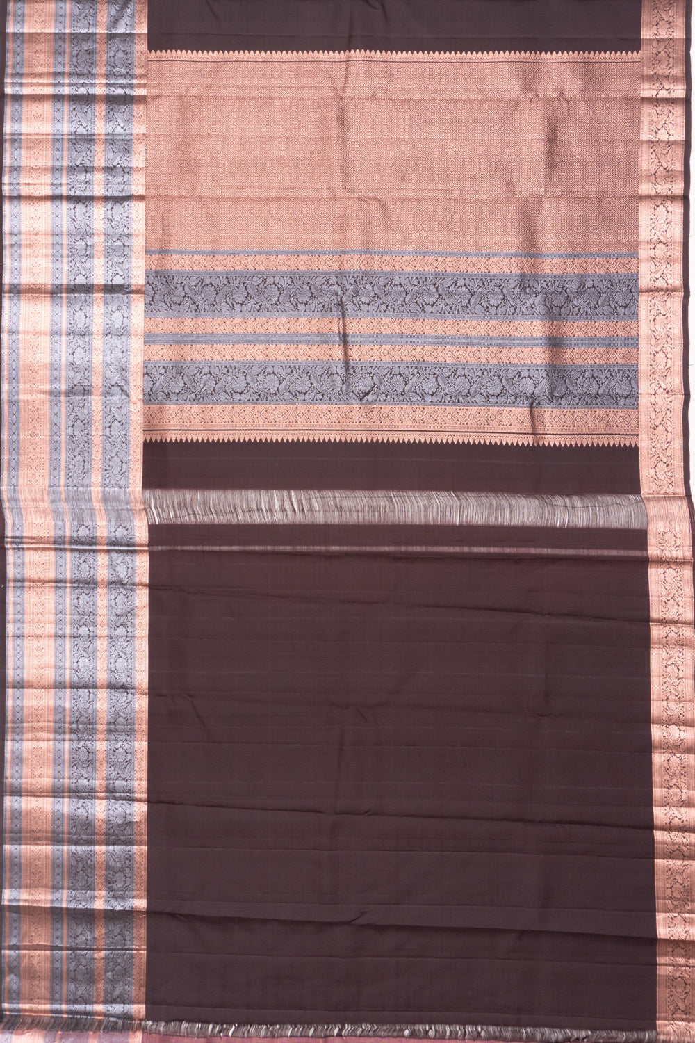 Kanchipuram Silk Butta Brown Saree