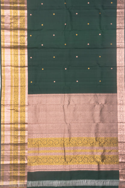 Kanchipuram Silk Butta Bottle Green Saree