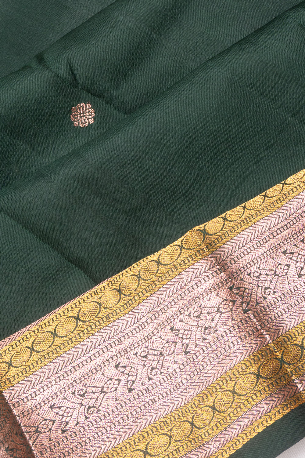 Kanchipuram Silk Butta Bottle Green Saree