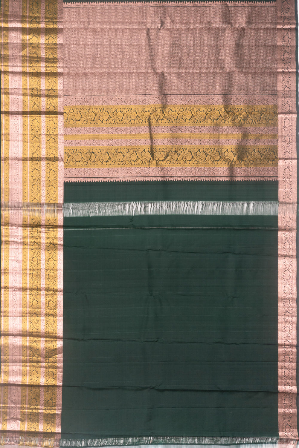 Kanchipuram Silk Butta Bottle Green Saree