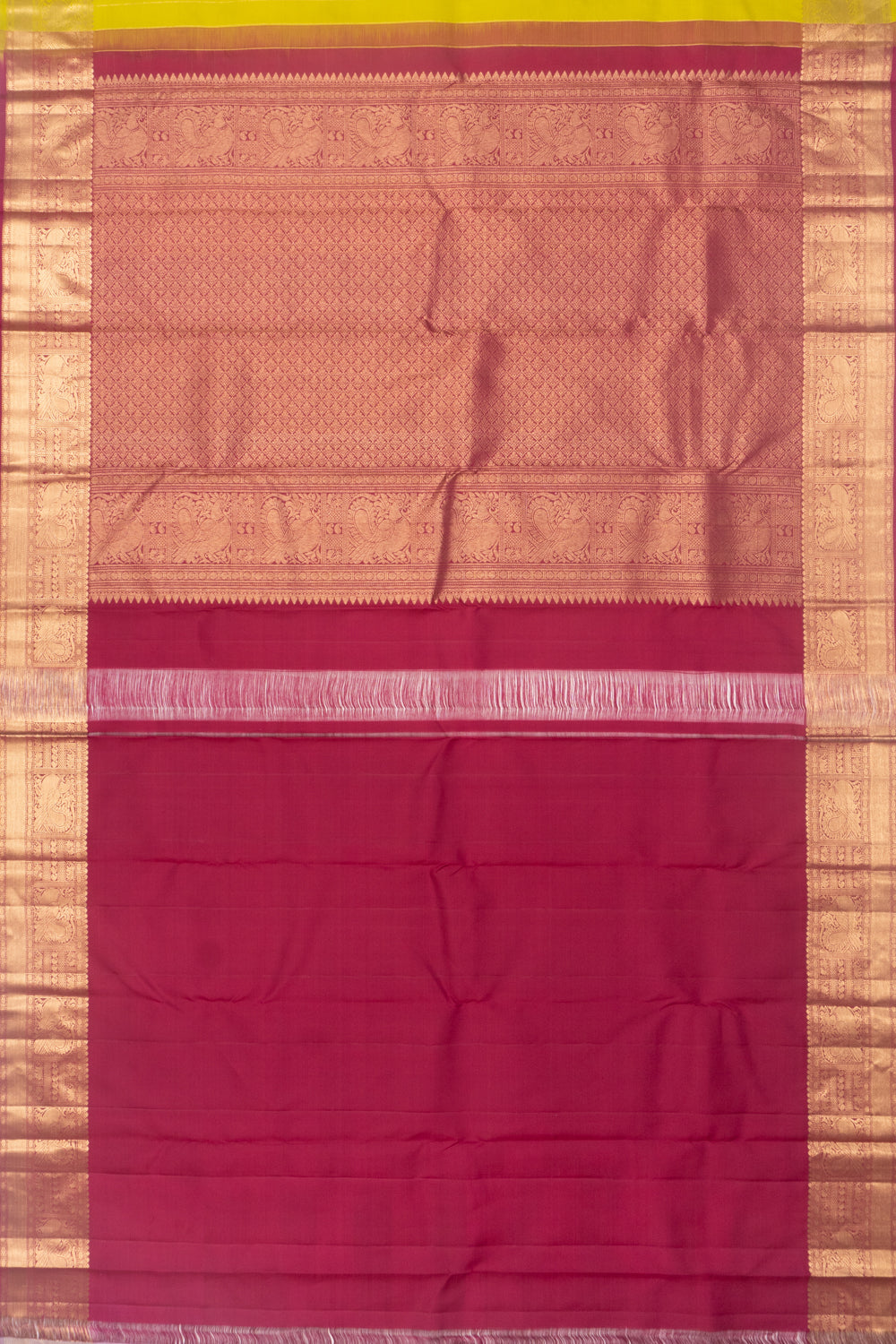 Kanchipuram Silk Vertical Lines And Butta Green Saree