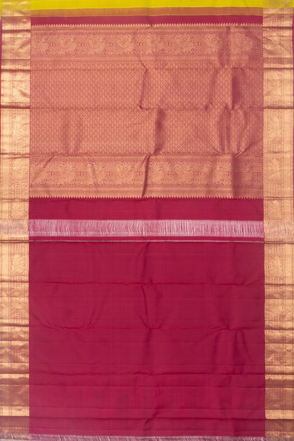 Kanchipuram Silk Vertical Lines And Butta Green Saree