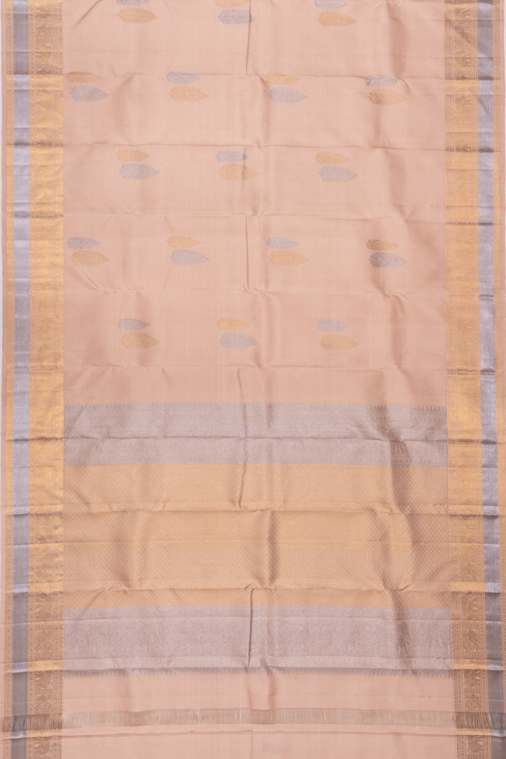 Kanchipuram SIlk Butta Cream Saree