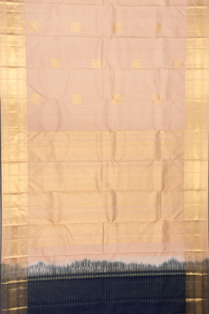 Kanchipuram Silk Checks And Butta Cream Saree