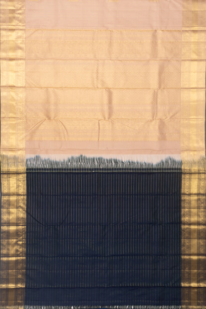 Kanchipuram Silk Checks And Butta Cream Saree