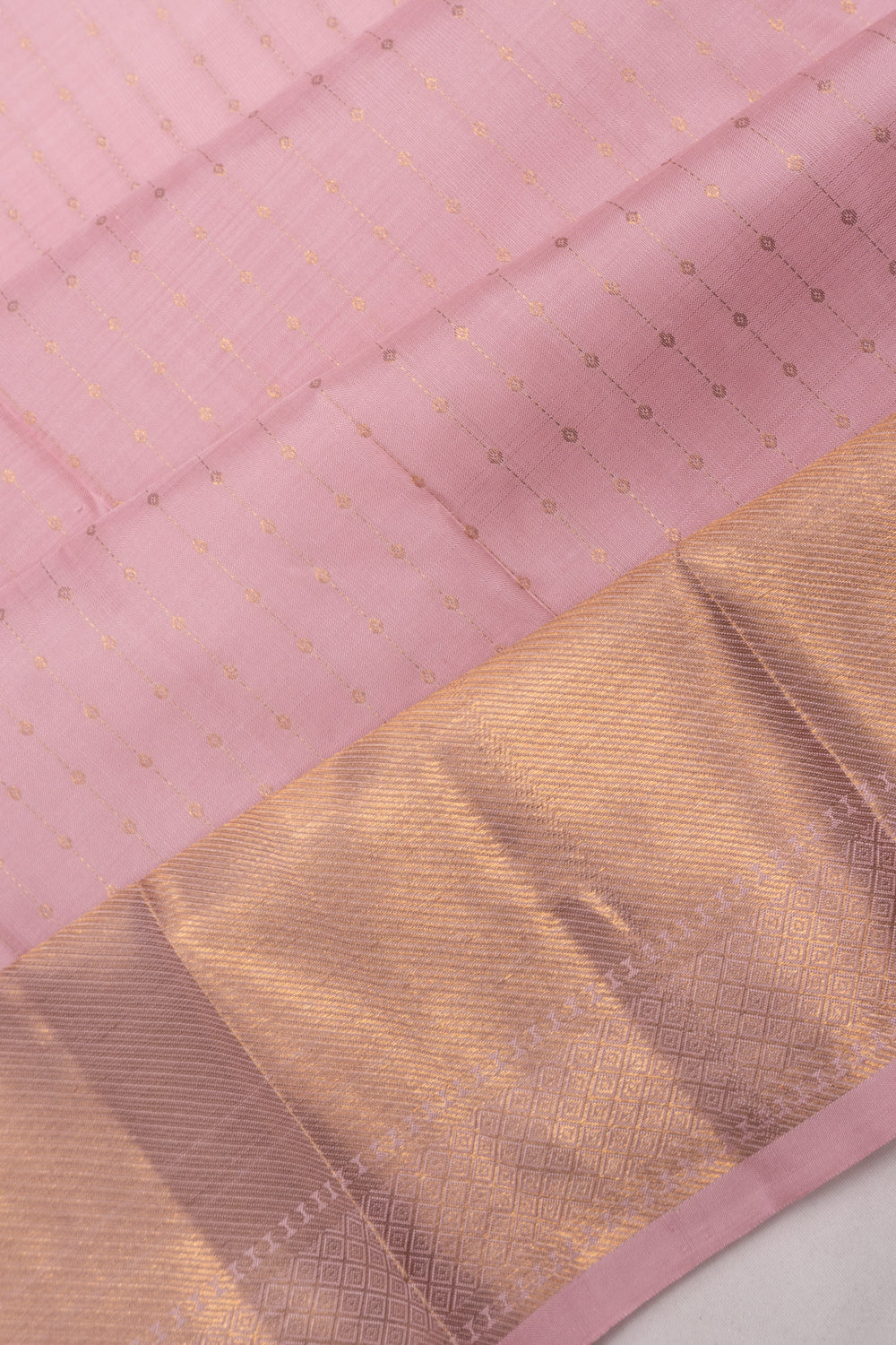 Kanchipuram Silk Vertical Lines Pastel Pink Saree