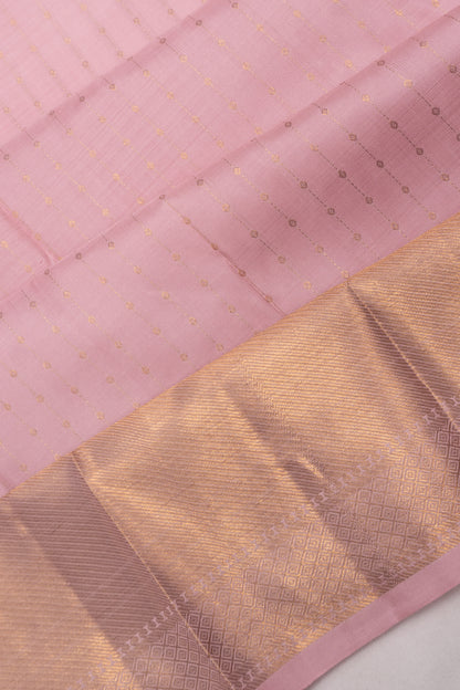 Kanchipuram Silk Vertical Lines Pastel Pink Saree