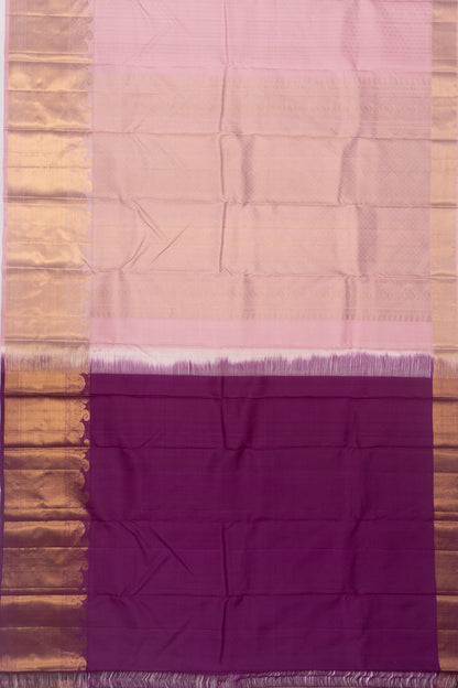 Kanchipuram Silk Vertical Lines Pastel Pink Saree