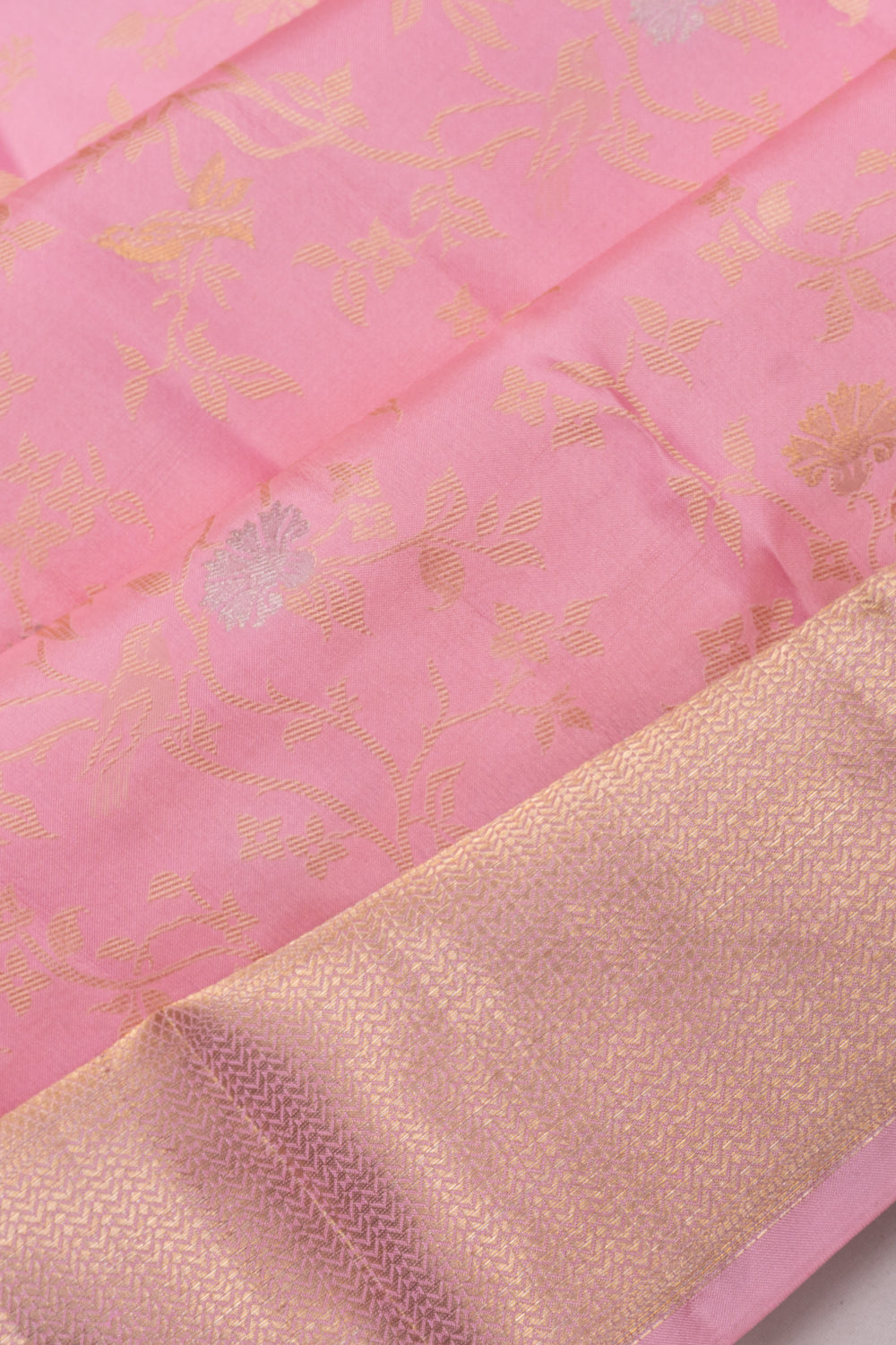 Kanchipuram Silk Jacquard Baby Pink Saree
