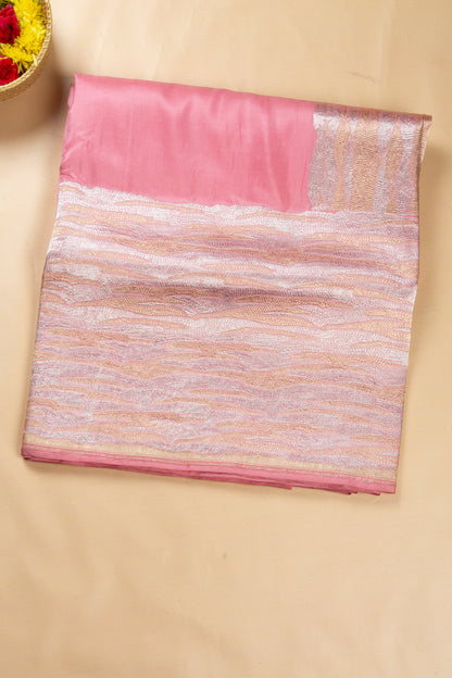 Banarasi Satin Mashru Silk Plain Pastel Pink Saree