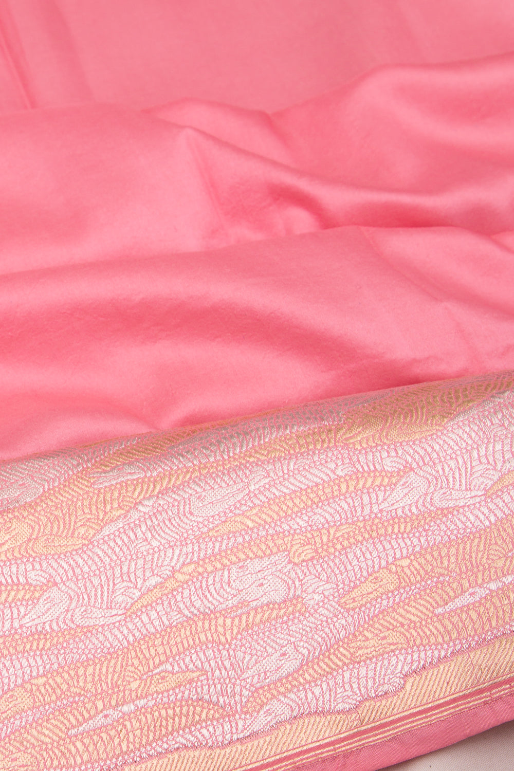 Banarasi Satin Mashru Silk Plain Pastel Pink Saree