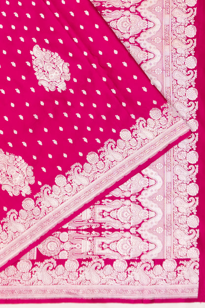 Banarasi Satin Mashru Silk Brocade Pink Saree