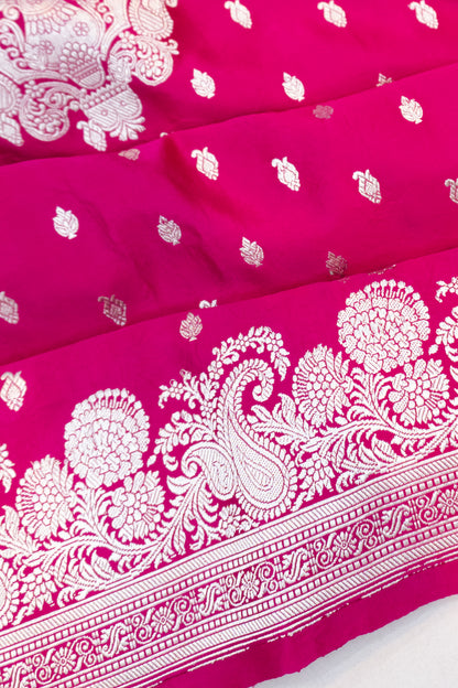 Banarasi Satin Mashru Silk Brocade Pink Saree